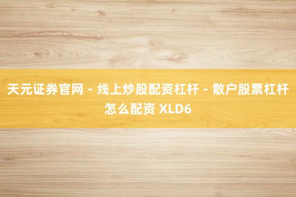 天元证券官网 - 线上炒股配资杠杆 - 散户股票杠杆怎么配资 XLD6