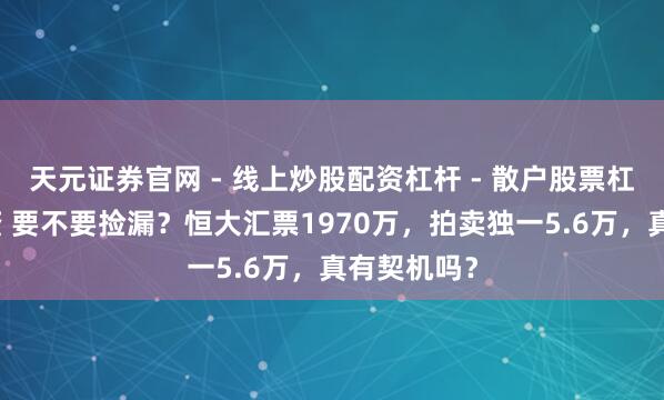 天元证券官网 - 线上炒股配资杠杆 - 散户股票杠杆怎么配资 要不要捡漏？恒大汇票1970万，拍卖独一5.6万，真有契机吗？