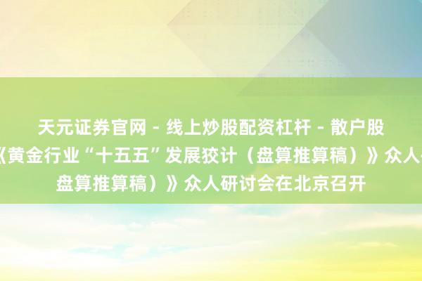 天元证券官网 - 线上炒股配资杠杆 - 散户股票杠杆怎么配资 《黄金行业“十五五”发展狡计（盘算推算稿）》众人研讨会在北京召开