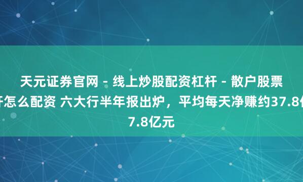 天元证券官网 - 线上炒股配资杠杆 - 散户股票杠杆怎么配资 六大行半年报出炉，平均每天净赚约37.8亿元