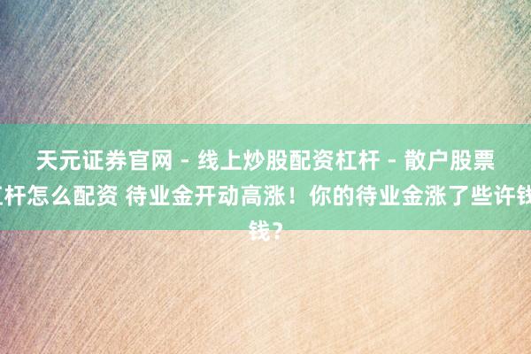 天元证券官网 - 线上炒股配资杠杆 - 散户股票杠杆怎么配资 待业金开动高涨！你的待业金涨了些许钱？
