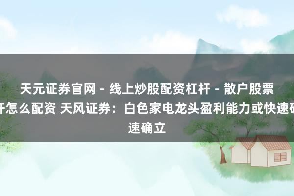 天元证券官网 - 线上炒股配资杠杆 - 散户股票杠杆怎么配资 天风证券：白色家电龙头盈利能力或快速确立