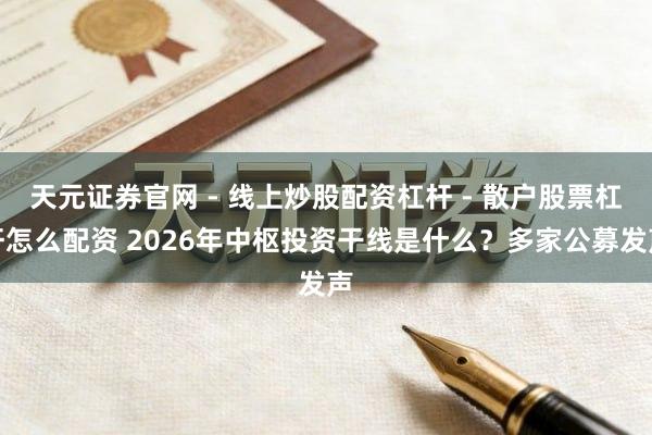 天元证券官网 - 线上炒股配资杠杆 - 散户股票杠杆怎么配资 2026年中枢投资干线是什么?多家公募发声