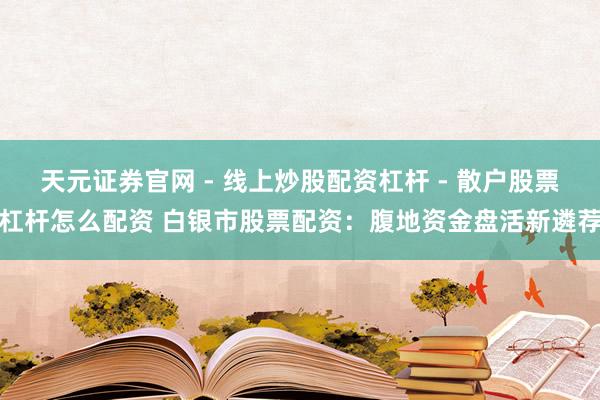 天元证券官网 - 线上炒股配资杠杆 - 散户股票杠杆怎么配资 白银市股票配资：腹地资金盘活新遴荐