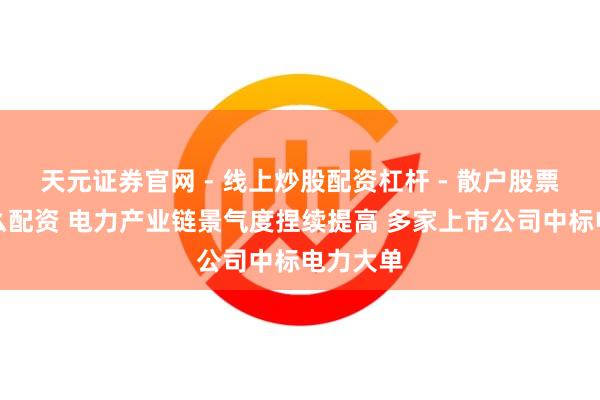 天元证券官网 - 线上炒股配资杠杆 - 散户股票杠杆怎么配资 电力产业链景气度捏续提高 多家上市公司中标电力大单